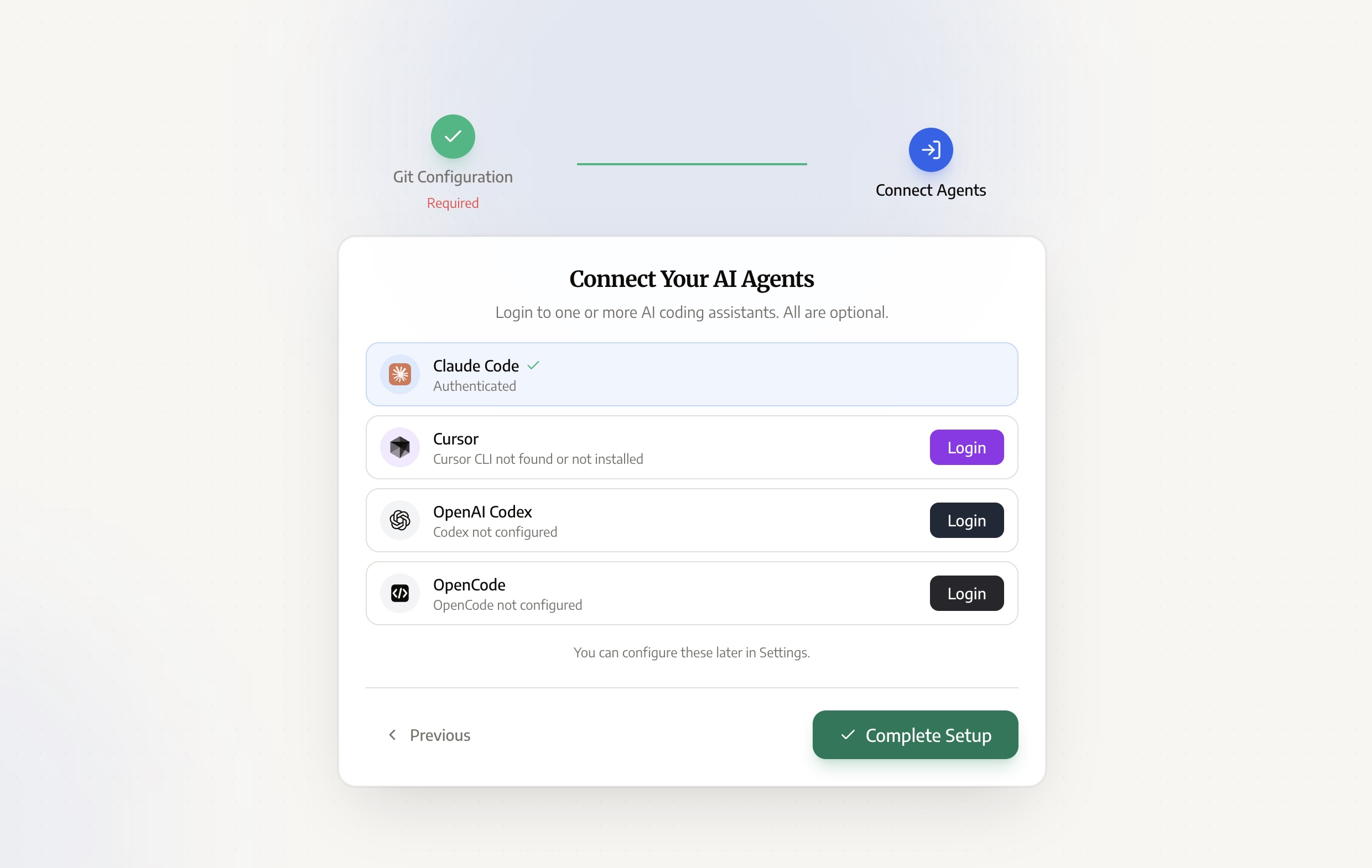 Экран Connect Your AI Agents